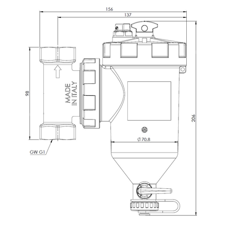 Separator AFRISO ADS 160, do C.O., do klimatyzacji, 3 bar / 90'C, 1'' (GW), z wkładem magnesowymInstalacje i źródła ciepła, z izolacją