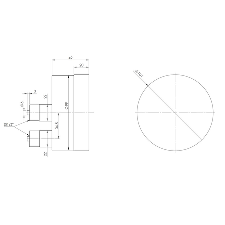 Ciśnieniomierz różnicowy AFRISO KP Dif D411 0/6 mbar mosiądz G1/2B aksjalne fi 100, kl. 1.6%