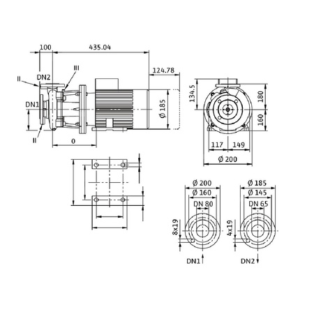 Pompa obiegowa Wilo-CronoBloc BL 65/115-0,75/4 dławnicowa o konstrukcji blokowej z przyłączem kołnierzowym. Wszechstronne zastosowanie. Powłoka kataforetyczna wszystkich elementów żeliwnych zapewnia wysoką odporność na korozję i trwałość.