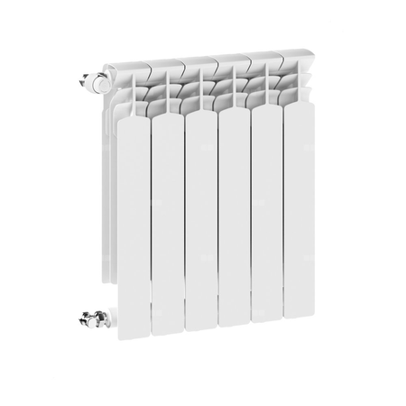 Grzejnik żeberkowy KFA Armatura G500F/6 aluminium, podłączenie boczne 572 x 483 mm, kolor biały (RAL 9010)