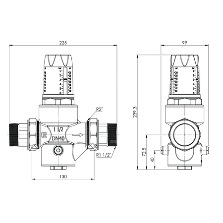 Regulator ciśnienia wody AFRISO BPR 425 mosiądz, półśrubunek 1 1/2'', 25 bar