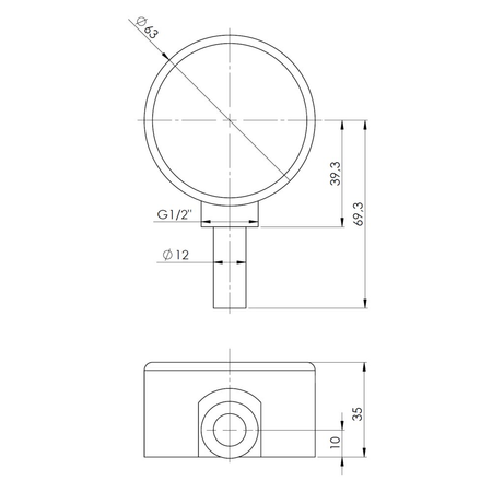 Termometr bimetaliczny AFRISO BiTh fi 63 mm 0…120'C tuleja 40 mm połączenie rad
