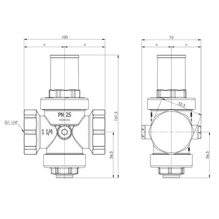 Regulator ciśnienia wody AFRISO BPR 404 mosiądz, GW 1 1/4'', 25 bar
