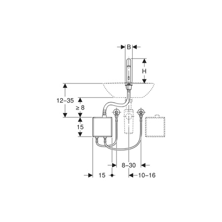 Elementy mocujące Geberit do baterii umywalkowych Piave i Brenta, montaż stojący