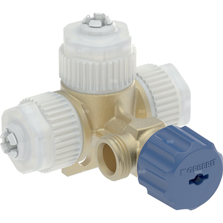 Przyłącze wody Geberit do rurociągów typu PEX, ze zbudowanym zaworem kątowym