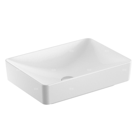 Umywalka GEBERIT Variform prostokątna, biała, 550mm, bez otworu na baterię, stawiana na blat, bez odpływu przelewowego, bez półki