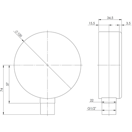 Manometr z rurką Bourdona AFRISO HY 0/1,6 bar G1/2B radialne fi 100 mm, kl. 1.6%