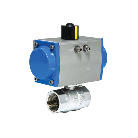 Zawór odcinający kulowy mosiężny, typ PKO gwintowany z napędem pneumatycznym jednostronnego działania, Pnom=2,5MPa, Tmax=180C 2 1/2"