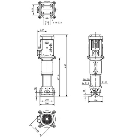 Wilo-Helix V 1601-1/16/E/KS/400-50 pompa wysokociśnieniowa pionowa z króćcami Inline