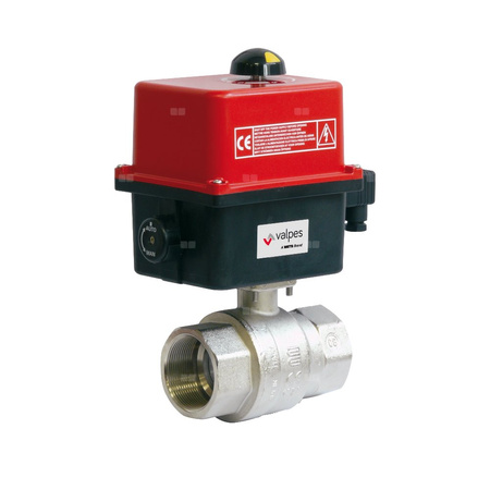 Zawór odcinający kulowy mosiężny gwintowany typ 213 z napędem elektrycznym 230V AC, Pnom=1.6MPa, Tmax=120C 1"