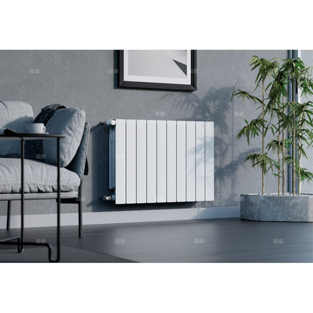 Grzejnik żeberkowy KFA Armatura ADR500/8 aluminium, podłączenie boczne 570 x 644 mm, kolor biały