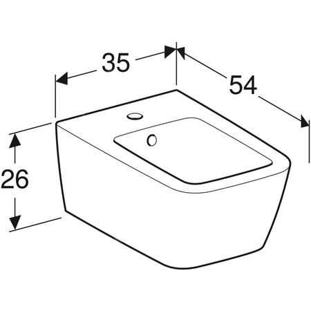 Bidet wiszący Geberit iCon Square, ukryte mocowania: T=54cm, Przelew=Widoczny, Biały