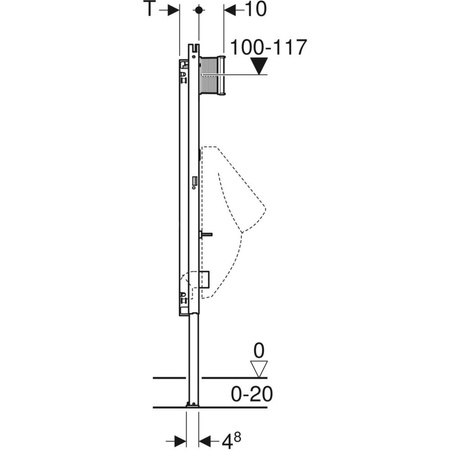 Stelaż podtynkowy do pisuaru GEBERIT Duofix Basic, 1300 x 500 x 75 mm, regulacja wysokości