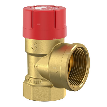 Zawór przelewowy kątowy (90') FLAMCO MEIBES Prescor mosiądz PN 16, 3 bar GW cylindryczny bspt-rp 1 1/4'' x 1 1/2''
