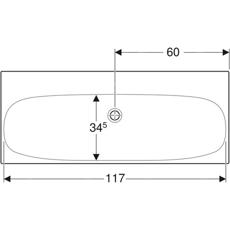 Umywalka GEBERIT Acanto 2-stanowiskowa prostokątna, biała, 1200mm, bez otworu na baterię, bez odpływu przelewowego, półka od ściany