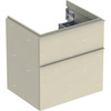 Szafka pod umywalkę Geberit iCon, z dwoma szufladami: Szerokość umywalki=60cm, Korpus i front: szary piaskowy / lakierowany, wysoki połysk, Uchwyt: szary piaskowy / malowany proszkowo, matowy