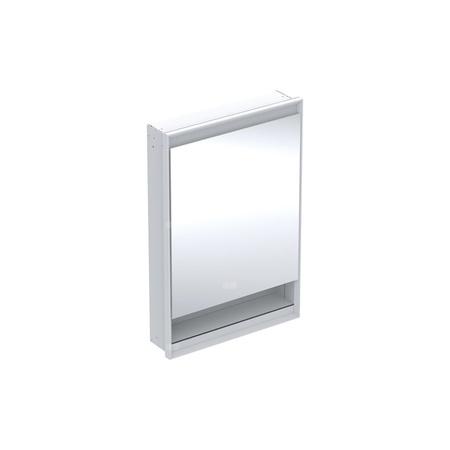 Szafka z lustrem Geberit ONE z wnęką i ComfortLight, z jednymi drzwiami, montaż podtynkowy, wysokość 90 cm: B=60cm, Biały / Aluminium malowane proszkowo, Drzwi=Zawias po lewej