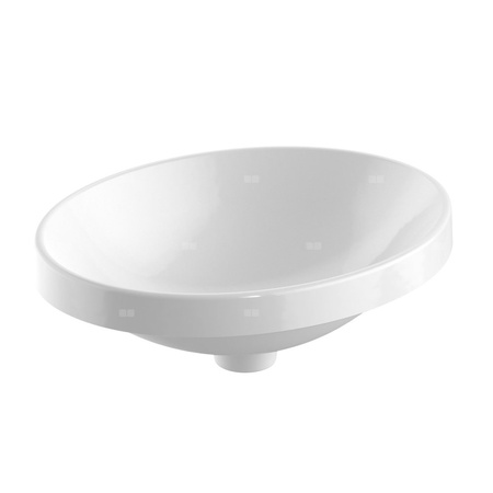 Umywalka GEBERIT Variform eliptyczna, biała / KeraTect, 500mm, bez otworu na baterię, wpuszczana w blat, bez odpływu przelewowego, bez półki