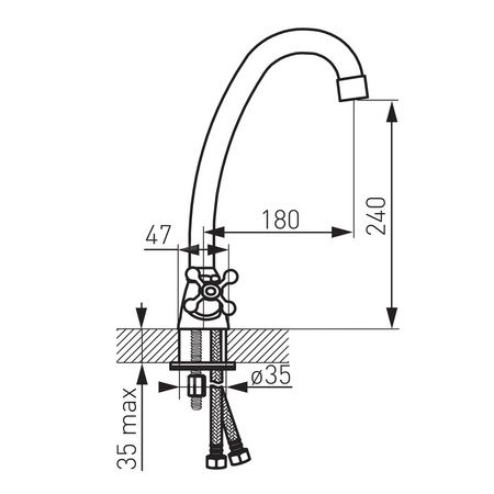 Bateria zlewozmywakowa wysoka FERRO RETRO, chrom