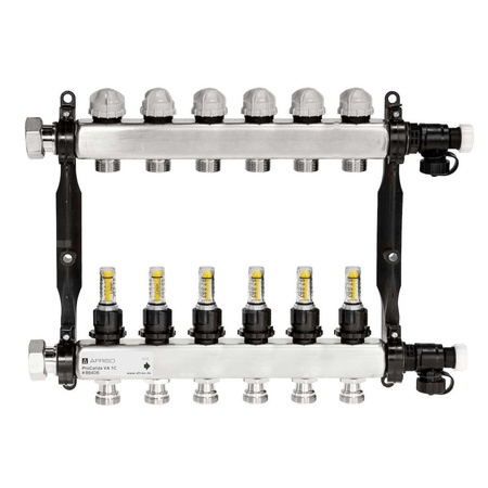 Rozdzielacz do ogrzewania podłogowego AFRISO ProCalida VA 1C 6-obieg. stal nierdzewna GZ 1'' x euroconus 3/4''