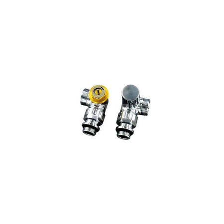 Zestaw Design kątowy - odwrócony (zawór termostatyczny z nastawą i powrotny 1/2"-3/4"E) kolor satyna