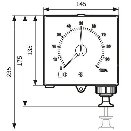 Czujnik pneumatyczny poziomu cieczy AFRISO Unitel do wody, zakres 0-2,5 m (dokł. 3%), tworzywo sztuczne