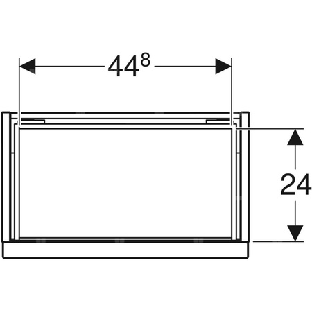 Szafka pod małą umywalkę Geberit iCon, z jedną szufladą: Szerokość umywalki=53cm, H=41.5cm, Korpus i front: dąb / melaminowa struktura drewna, Uchwyt: lava / malowany proszkowo, matowy