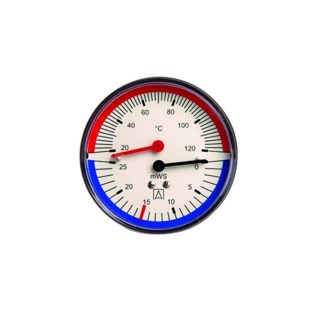 Termohydrometr TH 80, fi80 mm, 0÷25 mH2O, 20÷120'C, G1/4'', ax, kl. 2,5