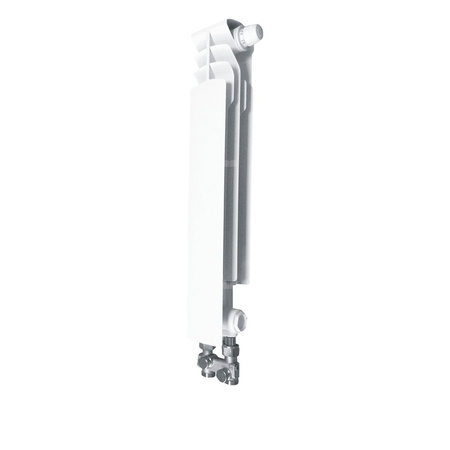 Grzejnik żeberkowy KFA Armatura G500F/D/1 aluminium, podłączenie dolne, prawe, proste 572 x 80 mm, kolor biały (RAL 9016)