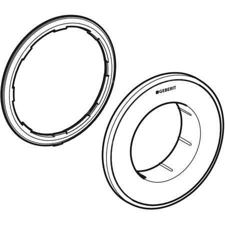 Rozetka Geberit do zdalnego uruchamiania spłukiwania typ 10, okrągły, przycisk podtynkowy: Rozetka: czarna, Pierścień ozdobny: chrom błyszczący