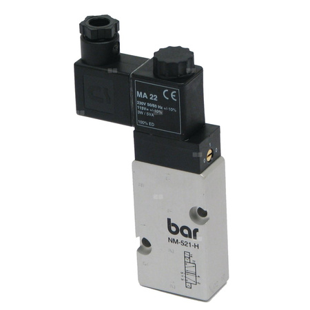 Zawór elektromagnetyczny rozdzielający dwustronnego działania, do napędów pneumatycznych, 24V/50Hz 5/2