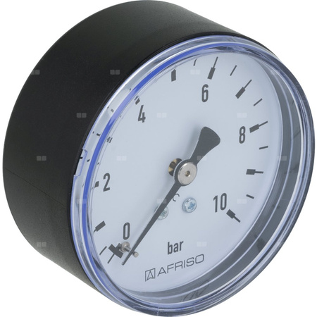 Manometr z rurką Bourdona AFRISO RF grzewczy 0/10 bar G1/4B aksjalne fi 63 mm, kl. 2.5%