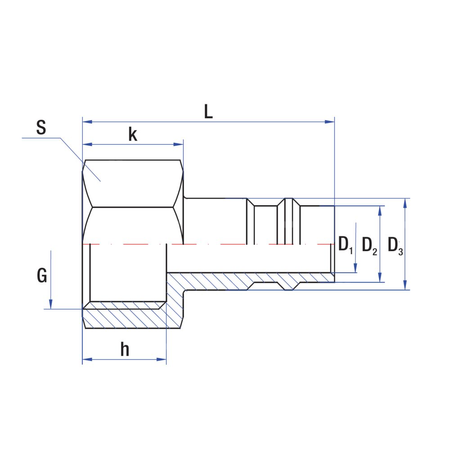 Złącze dwójnik proste RUMET zatrzask Mosiądz 1/4'' (GW)