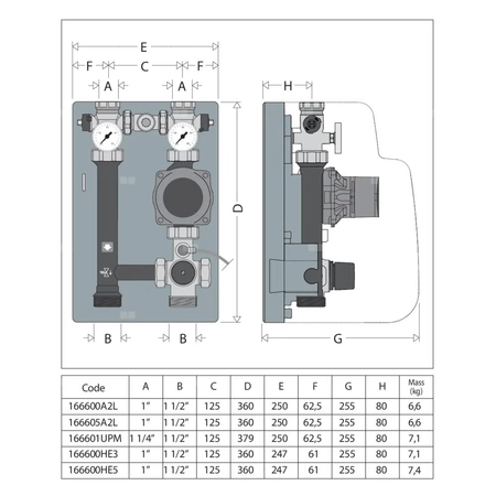 Grupa pompowa z termostatycznym zaworem mieszającym O1" GW 40 st. /70 st. ALPHA2 L 25-60