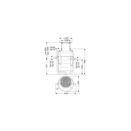 Separator tłuszczu EasyClean ground Direct 120D-DR (T:800-1200mm), NS 4, do zabudowy w ziemi, właz kl. D z Lock&Lift, króciec prawy