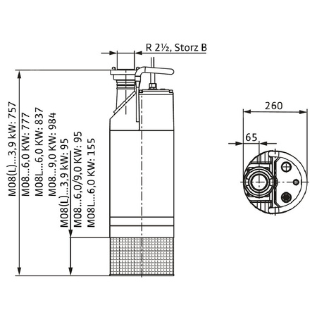 Pompa zanurzeniowa do ścieków WILO Padus PRO M08/T060-540 aluminium 3 x 400 V, moc 6.9 W 50 Hz