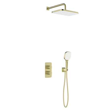 Zestaw natryskowy Malaga, termostatyczny, podtynkowy, PVD brushed light gold