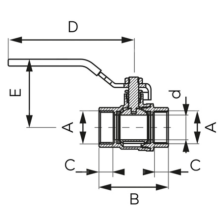 Zawór kulowy FERRO F-POWER 1 1/2'' GW, uchwyt: dźwignia
