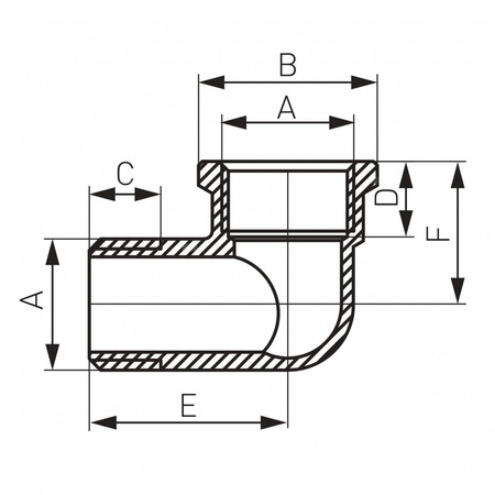Kolano 90' FERRO, mosiądz (chrom), 3/8'' (GW x GZ)