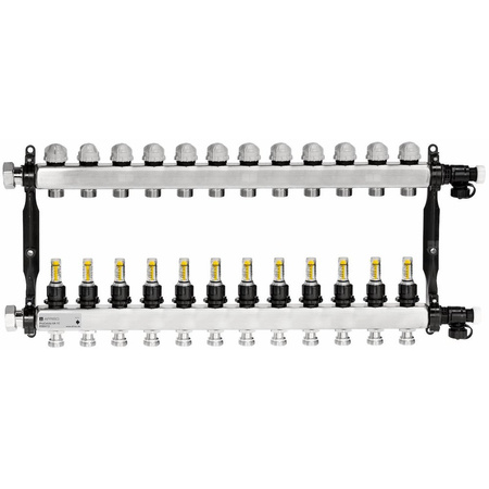 Rozdzielacz do ogrzewania podłogowego AFRISO ProCalida VA 1C 12-obieg. stal nierdzewna GZ 1'' x euroconus 3/4''