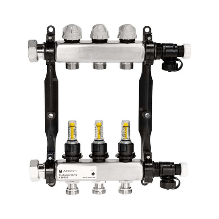 Rozdzielacz do ogrzewania podłogowego AFRISO ProCalida VA 1C 3-obieg. stal nierdzewna GZ 1'' x euroconus 3/4''