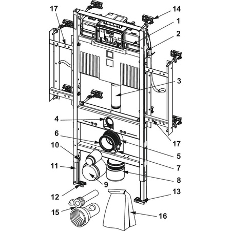 Stelaż podtynkowy do WC TECE profil dla niepełnosprawnych, 1120 x 840 x 160 mm, regulowana wysokość, ze spłuczką