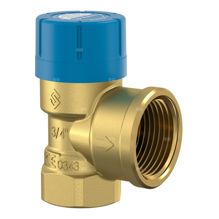 Zawór przelewowy kątowy (90') FLAMCO MEIBES Prescor B mosiądz, 8 bar GW cylindryczny bspt-rp 3/4'' x 1''