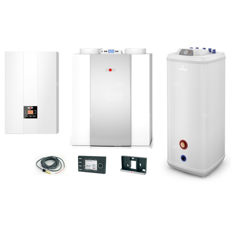 Pakiet - Kocioł gazowy jednofunkcyjny WOLF FGB-24 kondensacyjny wiszący 5.3 - 20.7 kW + Czujnik c.w.u. + RegulatorBM-2 + RekuperatorCWL 300P + Zasobnik c.w.uVulcan 120L stojący