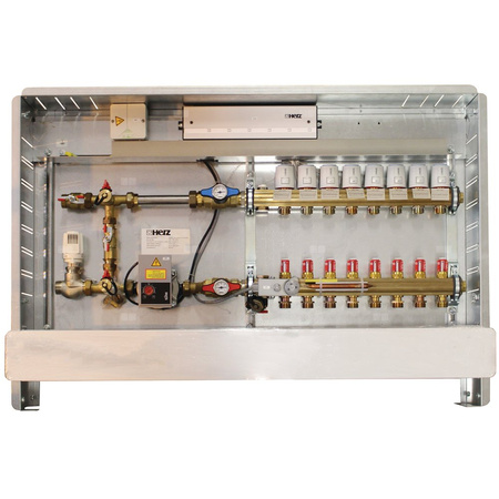 Kompletna stacja regulacyjna 230 V, 50 Hz, do ogrzewania podłogowego, przyłącze z lewej strony, 5