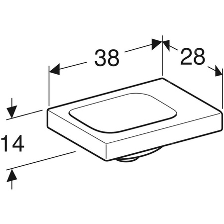 Umywalka GEBERIT iCon Light prostokątna, biała, 380mm, bez otworu na baterię, bez odpływu przelewowego, półka z prawej