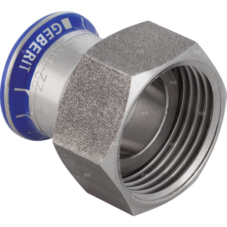 Śrubunek hydrauliczny GEBERIT Mapress Edelstahl z nakrętką ze stali CrNi stal nierdzewna GW 1'' 22 mm z pierścieniem zacinającym
