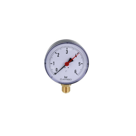 Manometr z rurką Bourdona AFRISO RF grzewczy 0/6 bar G1/4B radialne fi 63 mm, kl. 2.5%