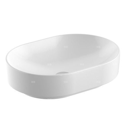 Umywalka GEBERIT Variform eliptyczna, biała, 550mm, bez otworu na baterię, stawiana na blat, bez odpływu przelewowego, bez półki