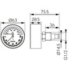 Termometr bimetaliczny FERRO fi 63 mm 120'C 6 bar połączenie aksjalny